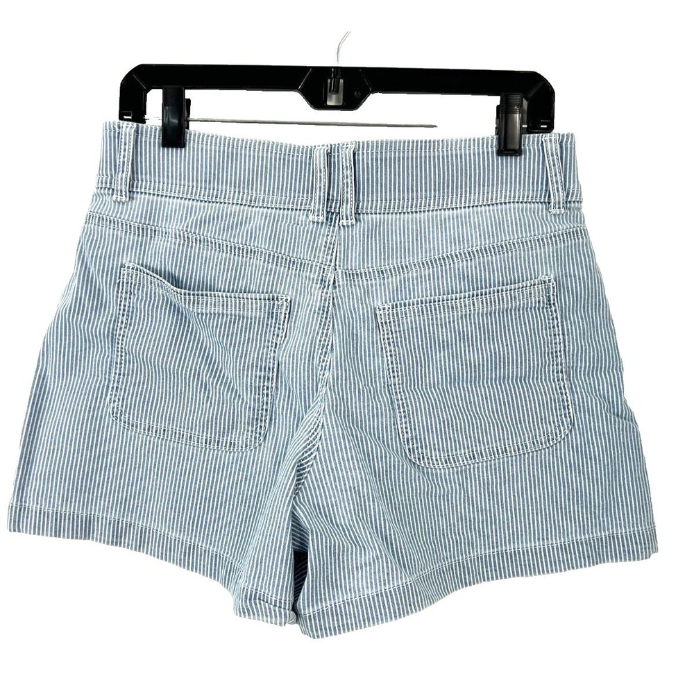 Draper James Women Blue White Sz 8 Welt Pocket High Rise Railroad Stripe Shorts - Picture 6 of 11